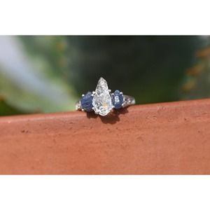 Alternative Diamond and Burmese sapphire engagement ring